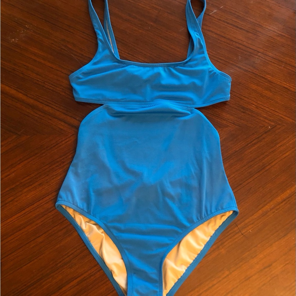 J. Crew Vibrant Blue Cutout one piece Swimsuit
